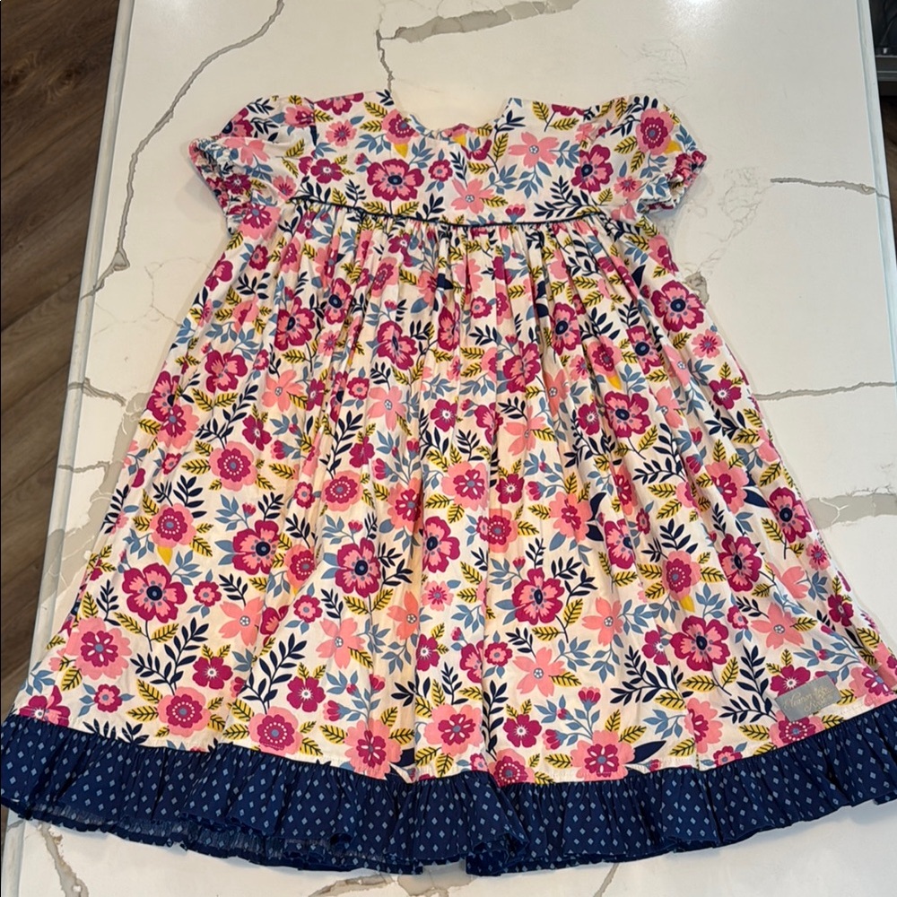 Eleanor Rose Pink, Yellow and Blue Ruffled Sundress size 7-8